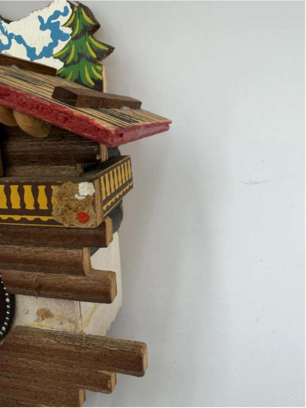Vintage Small Swiss Chalet Style Wooden Cuckoo Clock UNTESTED/UNKNOWN IF WORKS